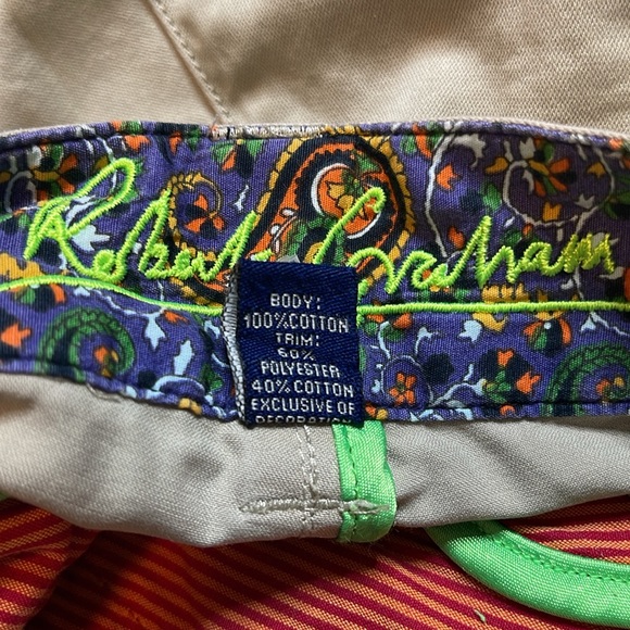 ROBERT GRAHAM COTTON KHAKI CHINO FLAT FRONT PAISLEY CONTRAST SHORTS - Picture 9 of 10